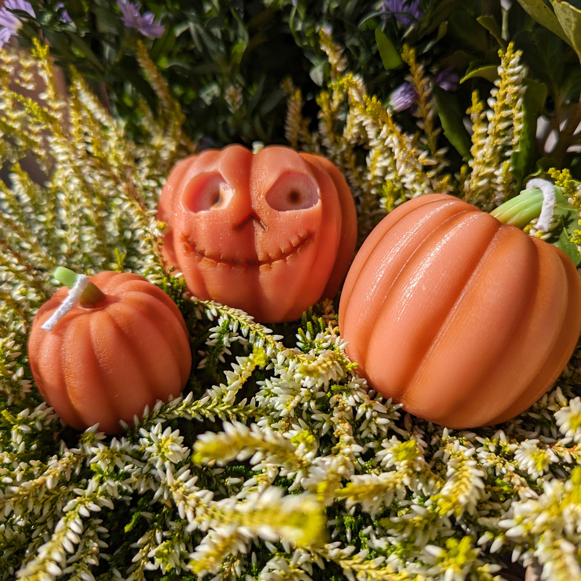 Kürbiskerzen Trio Halloween