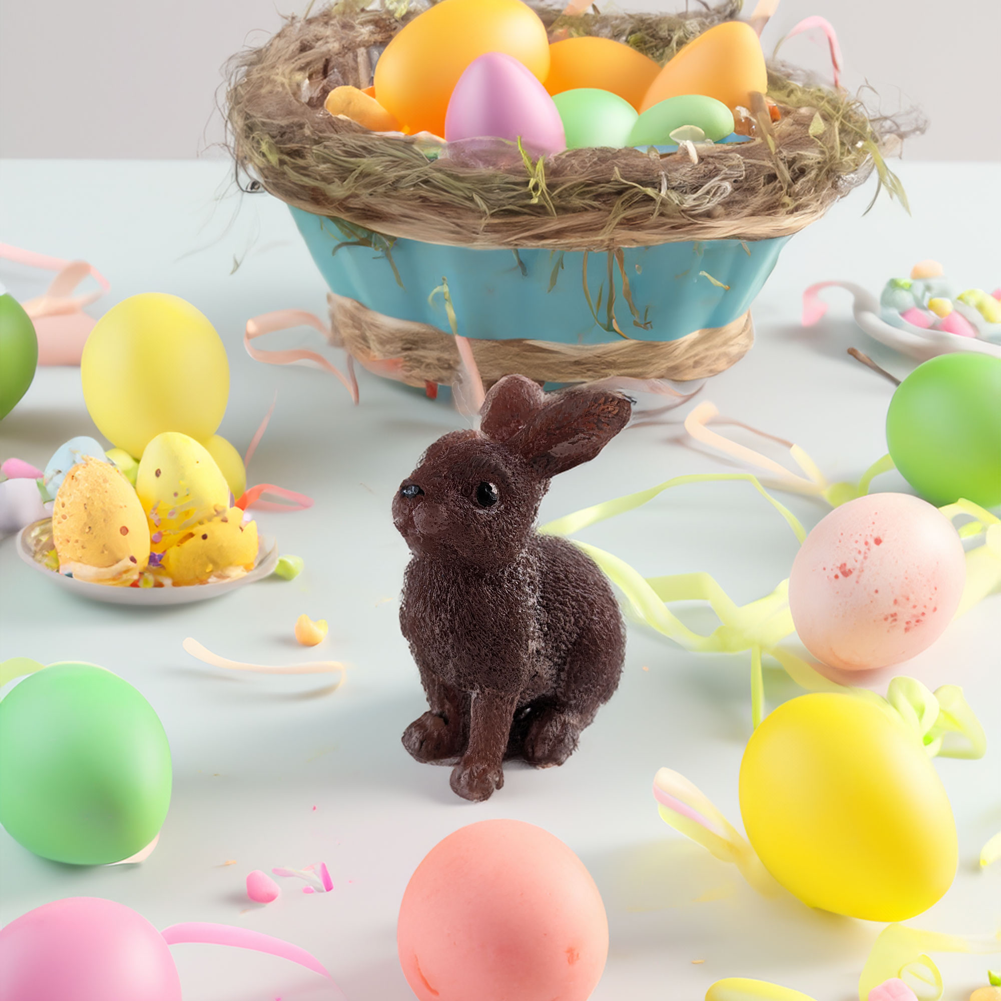 Osterhase sitzend Kerze handbemalt Ostern