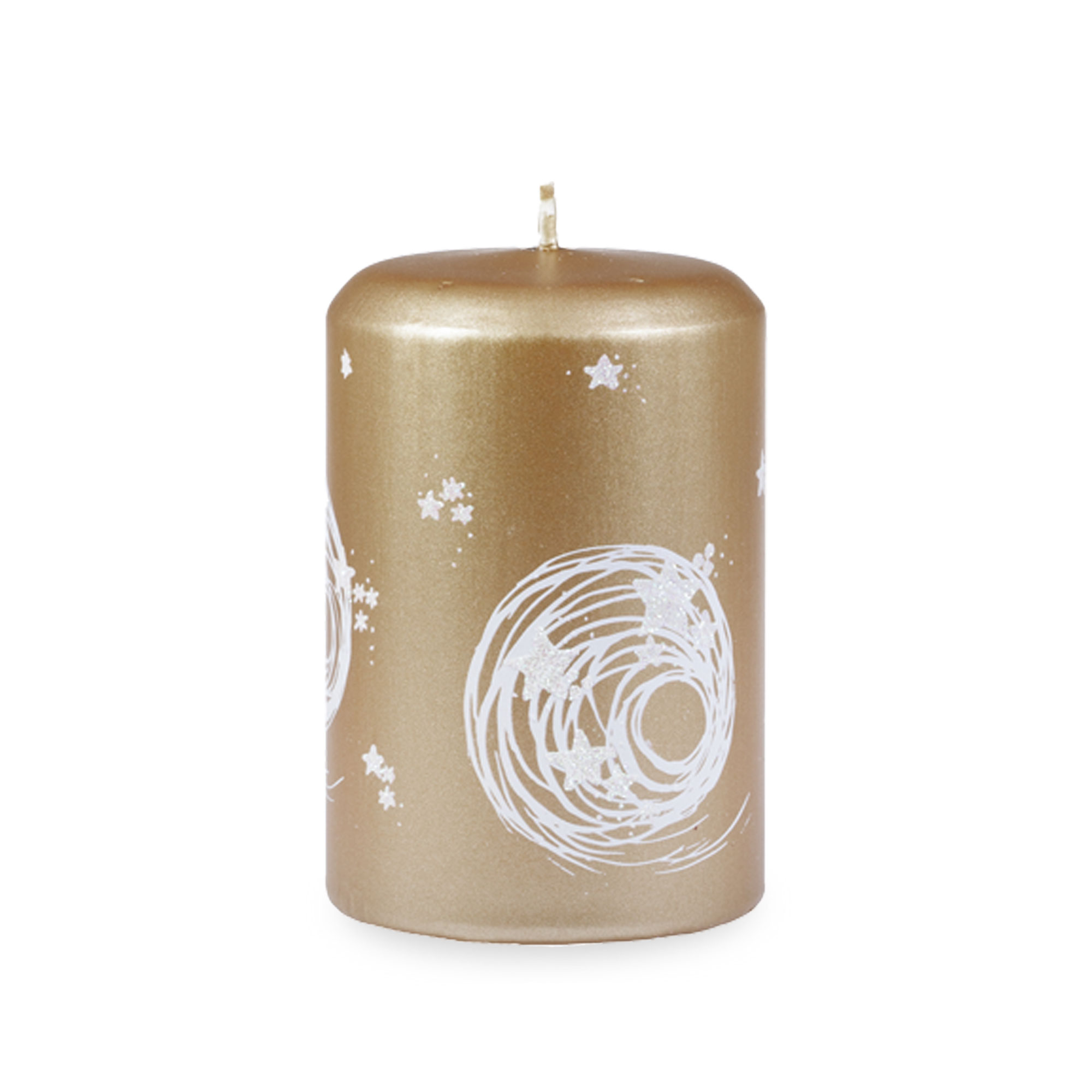 Weihnachtskerze"Ringe mit Sternen" Gold